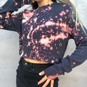 Ralph Lauren crop acid wash thermal long sleeve